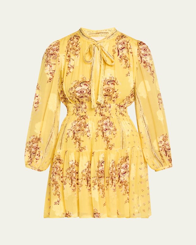 Maris Necktie Long-Sleeve Mini Dress